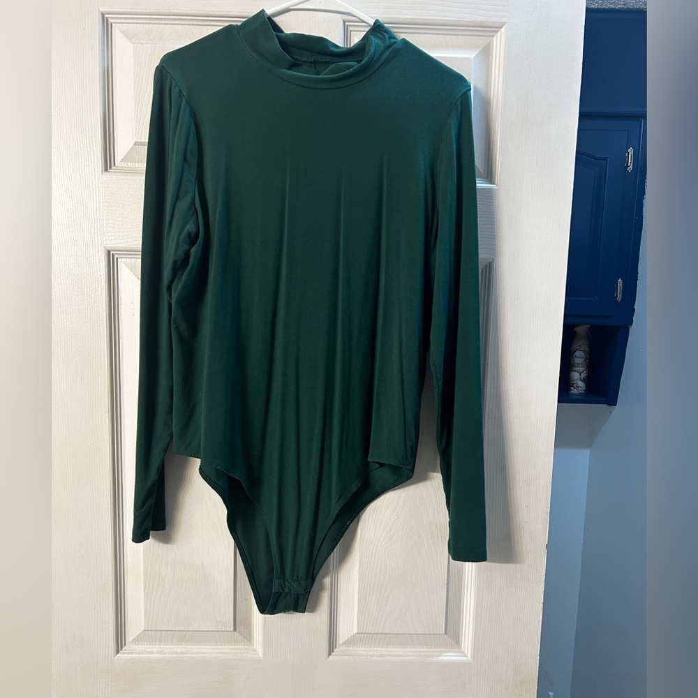 Forest Green Faux Turtleneck Bodysuit, Women’s XXL